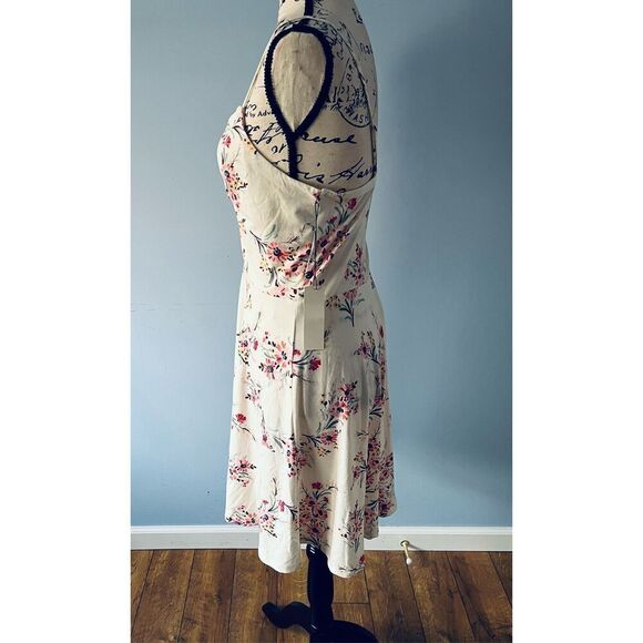 Brand New Nine Britton Women's XLP Ivory Floral Midi Dress Sundress Sleeveless - Picture 4 of 8